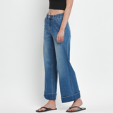 Emmie Double Cuffed Wide Leg Denim