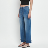 Emmie Double Cuffed Wide Leg Denim