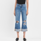 Josie Cuffed Wide Leg Denim - Vervet