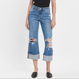 Josie Cuffed Wide Leg Denim - Vervet