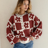 Flower Power Sweater | Red Dahlia