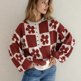 Flower Power Sweater | Red Dahlia