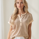 Maisie Half Buttons Round Neck T Shirt