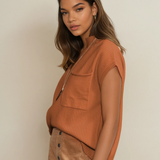 Ayla Short Sleeve Sweater - Orange