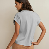 Mya Pocket Ribbed Knit Short Sleeve Sweater