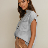Ayla Short Sleeve Sweater - Gray