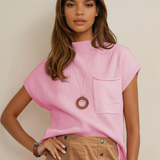 Ayla Short Sleeve Sweater - Pink