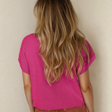 Ayla Short Sleeve Sweater - Bright Pink