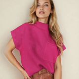 Ayla Short Sleeve Sweater - Bright Pink