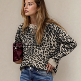 PREORDER Leopard Knitted Cardigan - Black | Dropship