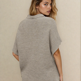 Maya Mock Neck Short Sleeve Sweater - Stone