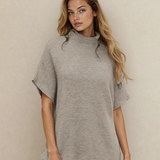 Maya Mock Neck Short Sleeve Sweater - Stone