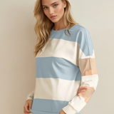 Ashlyn Lightweight Colorblock Sweatshirt - Blue