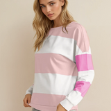 Ashlyn Lightweight Colorblock Sweatshirt - Pink