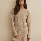 Cable Knit Drop Shoulder Loose Fit Sweater Dress