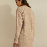 Cable Knit Drop Shoulder Loose Fit Sweater Dress