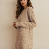 Cable Knit Drop Shoulder Loose Fit Sweater Dress