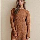 Cable Knit Drop Shoulder Loose Fit Sweater Dress