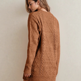 Cable Knit Drop Shoulder Loose Fit Sweater Dress