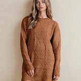 Cable Knit Drop Shoulder Loose Fit Sweater Dress