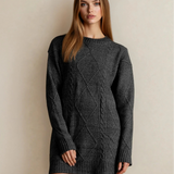 Cable Knit Drop Shoulder Loose Fit Sweater Dress