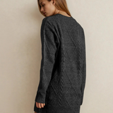 Cable Knit Drop Shoulder Loose Fit Sweater Dress