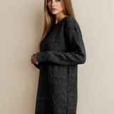 Cable Knit Drop Shoulder Loose Fit Sweater Dress
