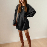 Cable Knit Drop Shoulder Loose Fit Sweater Dress