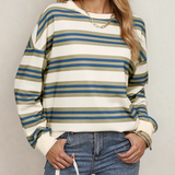 Sophie Stripe Crew Neck Drop Shoulder Pullover Sweatshirt