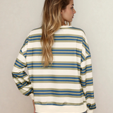 Sophie Stripe Crew Neck Drop Shoulder Pullover Sweatshirt