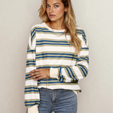 Sophie Stripe Crew Neck Drop Shoulder Pullover Sweatshirt
