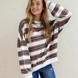 Sophie Stripe Crew Neck Drop Shoulder Pullover Sweatshirt