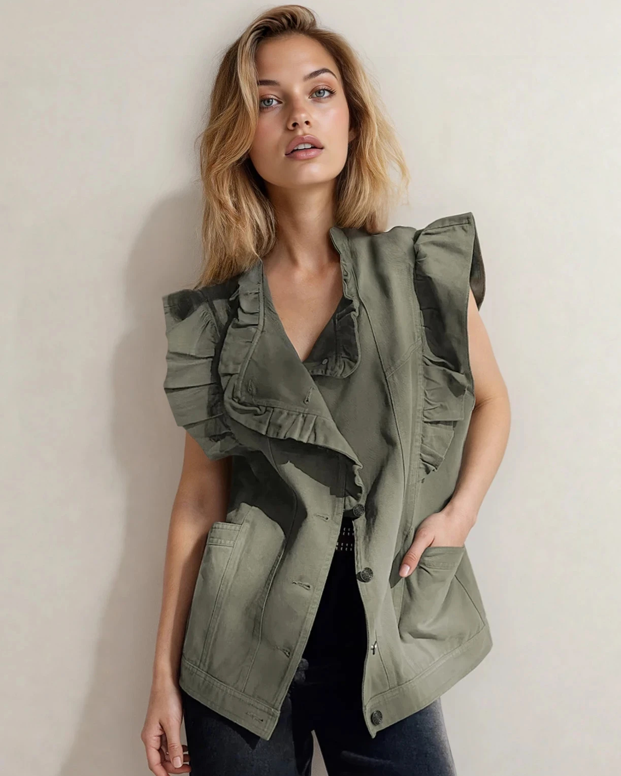Margot Ruffled Jacket Vest