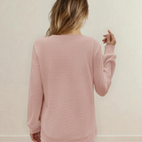 Valerie Rounded Hem Waffle Long Sleeve Top