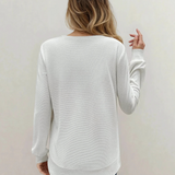 Valerie Rounded Hem Waffle Long Sleeve Top