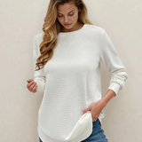 Valerie Rounded Hem Waffle Long Sleeve Top