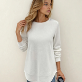 Valerie Rounded Hem Waffle Long Sleeve Top