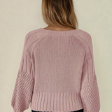 Jane Mixed Texture Knit Button V Neck Sweater Cardigan