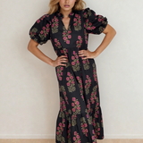 Kali Short Bubble Sleeve Tiered Maxi Dress