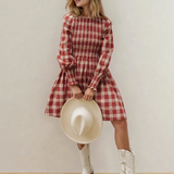Presley Plaid Print Smocked Puff Sleeve Mini Dress | Dropship