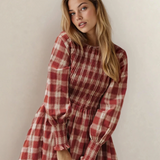 Presley Plaid Print Smocked Puff Sleeve Mini Dress | Dropship