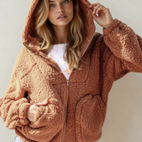 Corrine Zip Up Hooded Sherpa Jacket