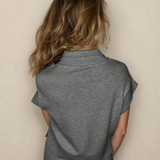 PREORDER - Addyson Half Zip Polo Tee Casual Pant Set - Gray