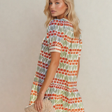 Malia Tulip Floral Print Cotton Puff Short Sleeve Mini Dress