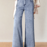 Naia Button Zip High Waist Flared Hem Jeans