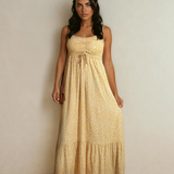 Bea Smocked High Waist Floral Maxi Dress