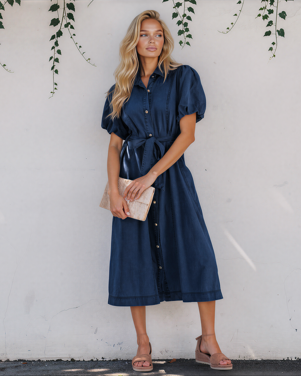 short sleeve maxi denim dress Anybird Women's Casual Denim Dress Collared Roll Up Short Sleeve Slit Hem Midi Jean Dress with Pockets and Belt,Blue,S at Amazon Women's Clothing store