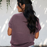 Harlow Corded Knit Mock Neck T Shirt