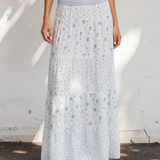 Hadley High Waist Tiny Floral Print Boho Maxi Skirt