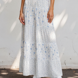 Hadley High Waist Tiny Floral Print Boho Maxi Skirt